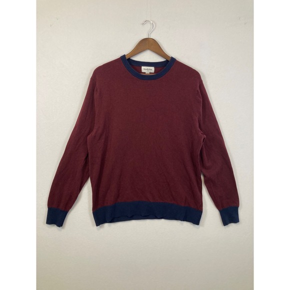 Goodfellow & Co Other - Goodfellow & Co Crewneck Sweater Mens Large Burgundy Navy Blue 100% Cotton Knit